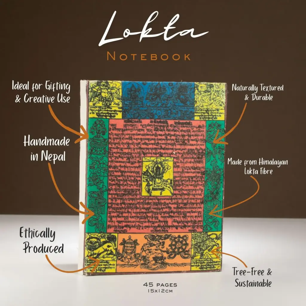 Lokta Traditional Prayer Flag Notebook – Medium (15x12cm) – 45 Leaves – Natural | www.artisangoods.co.uk 3