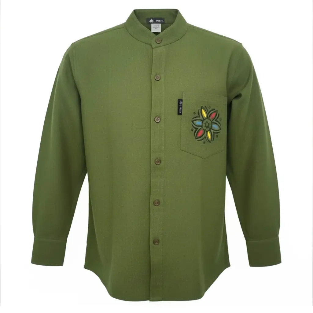 Nomad Sari Kathmandu Shirt – Forest Green – XL | www.artisangoods.co.uk