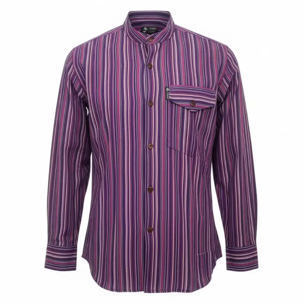 Nomad Sari Grandad Shirt – Black Purple – XL | www.artisangoods.co.uk 4