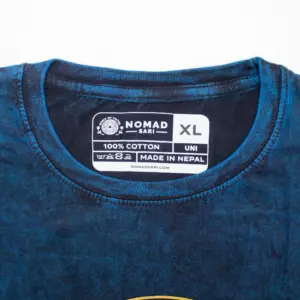 Nomad Sari Stonewashed Cotton T-Shirt – Stay Wild Moon Child – Blue – XL | www.artisangoods.co.uk 5