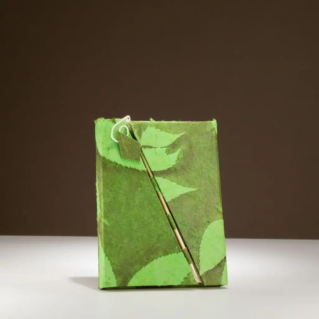 Lokta Bold Floral Bamboo Lock Notebook – Medium (15x12cm) – 45 Leaves – Moss Green | www.artisangoods.co.uk 3