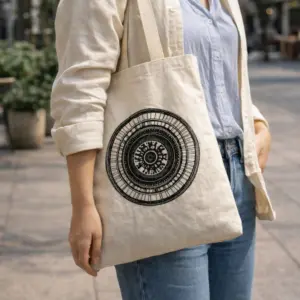Nomad Sari Iconic Basic Tote Bag – Urban Mandala – Natural 4oz | www.artisangoods.co.uk 2
