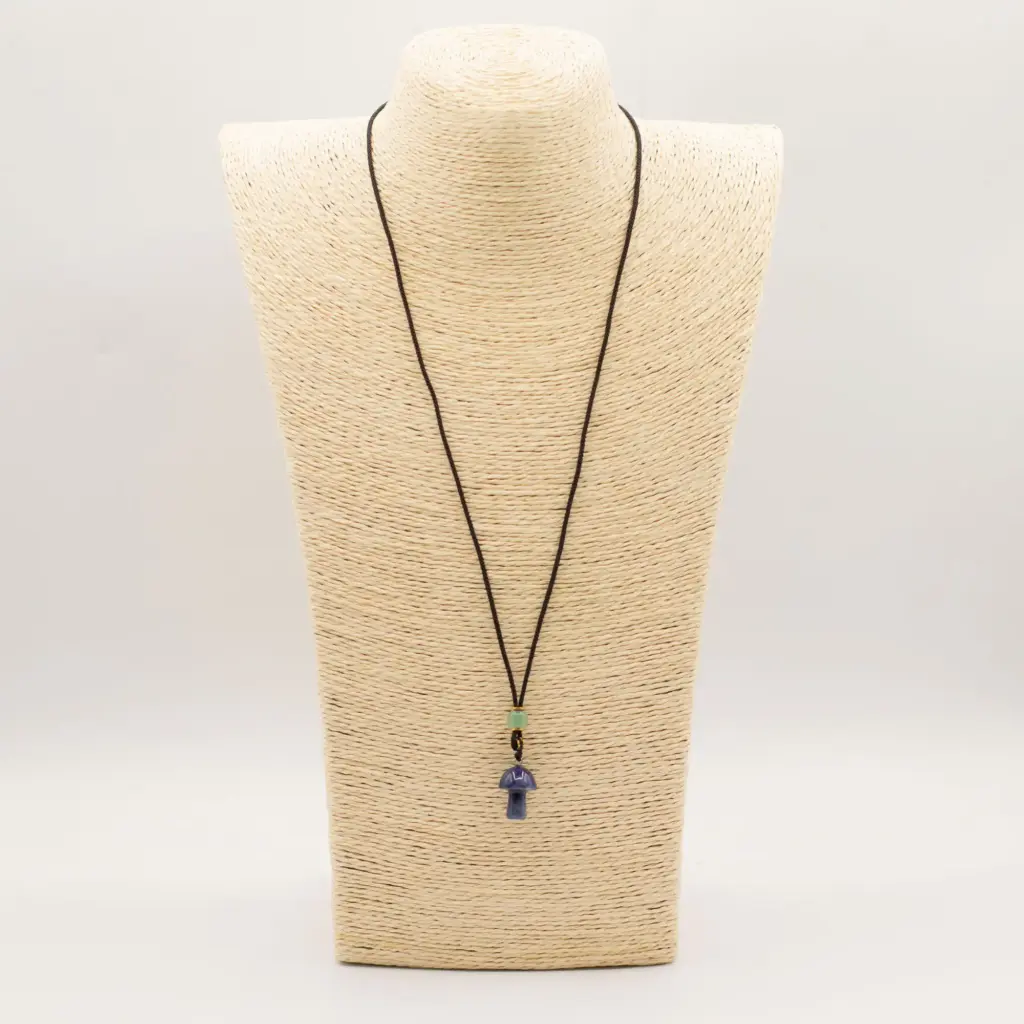 Cord Necklace Gemstone Pendant – Sodalite Mushroom | www.artisangoods.co.uk