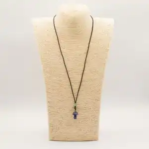 Cord Necklace Gemstone Pendant - Sodalite Mushroom