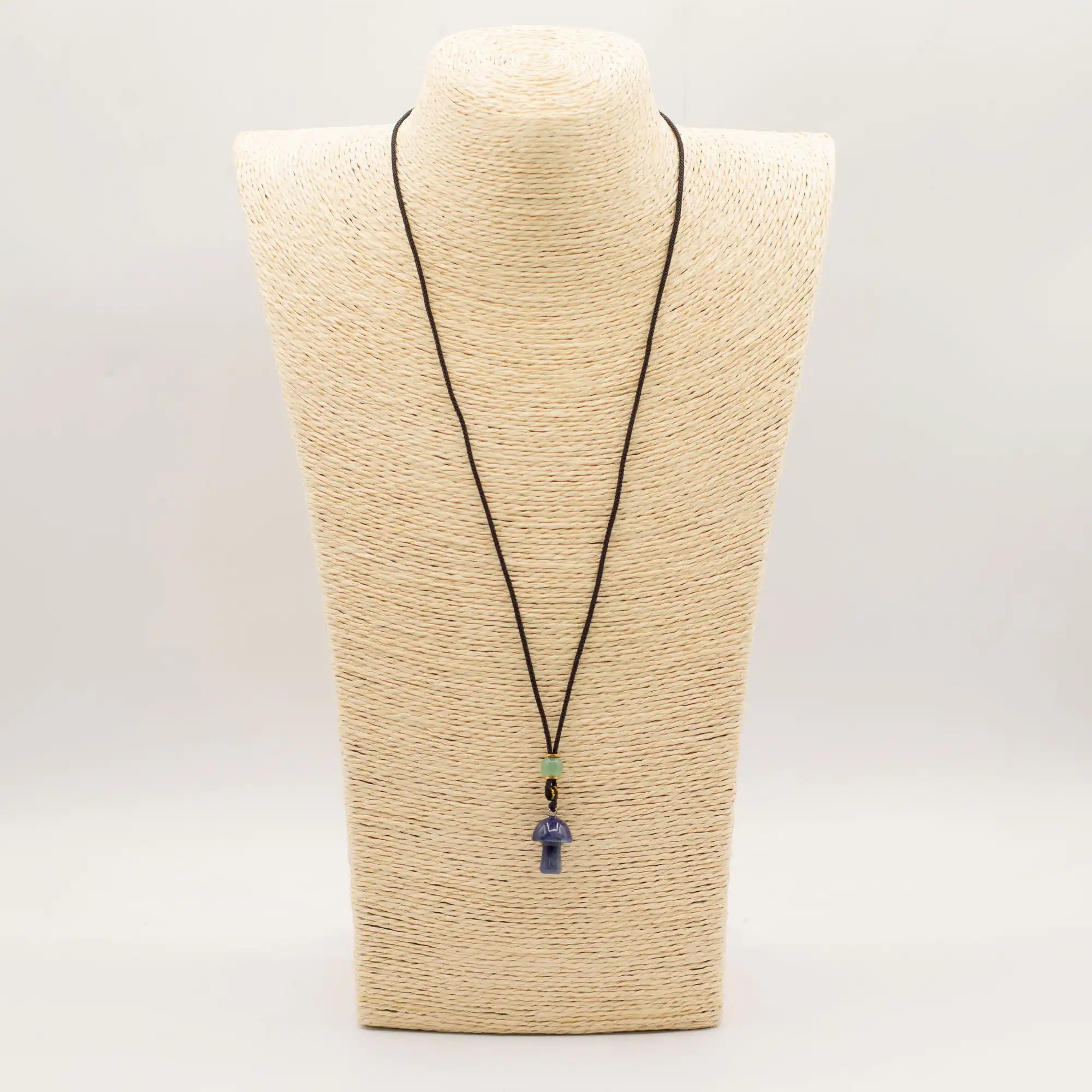 Cord Necklace Gemstone Pendant – Sodalite Mushroom | www.artisangoods.co.uk 2 Cord Necklace Gemstone Pendant - Sodalite Mushroom