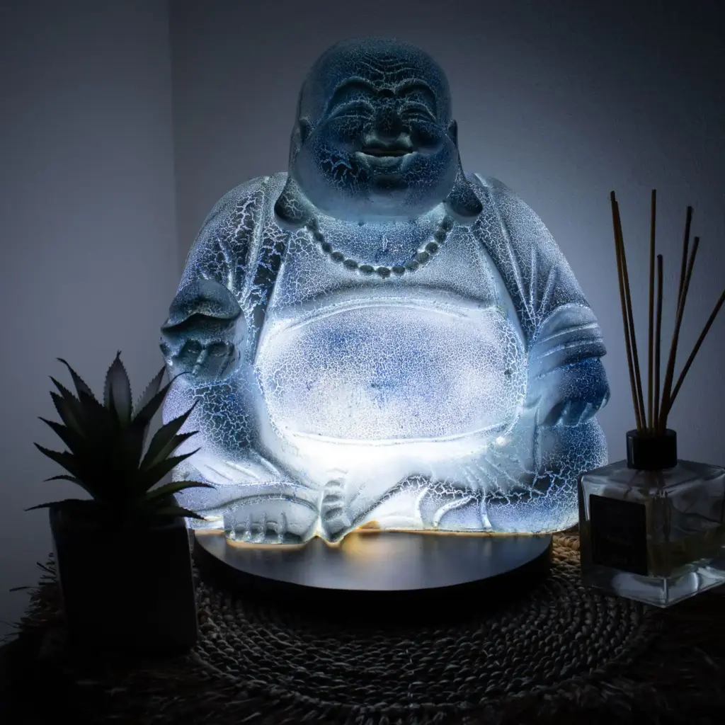 Laughing Buddha Lamp Sky Blue – Round Stand | www.artisangoods.co.uk 3 Laughing Buddha Lamp Sky Blue – Round Stand | www.artisangoods.co.uk 3