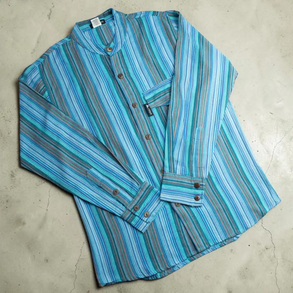 Nomad Sari Grandad Shirt – Turquoise – Large | www.artisangoods.co.uk 6