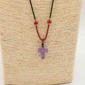 Cord Necklace Gemstone Pendant – Amethyst Cross | www.artisangoods.co.uk 3