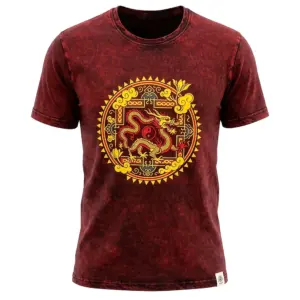 Nomad Sari Stonewashed Cotton T-Shirt – Dragon Mandala – Maroon – XL | www.artisangoods.co.uk 5
