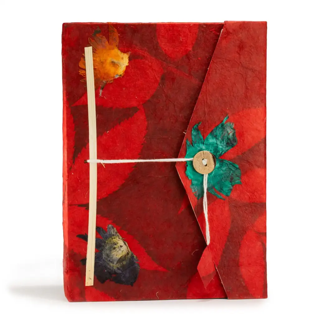 Lokta Bold Floral Notebook – Large (21x15cm) – 45 Leaves – Includes Bookmark – Ruby | www.artisangoods.co.uk 2