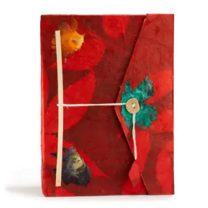 Lokta Bold Floral Notebook – Large (21x15cm) – 45 Leaves – Includes Bookmark – Ruby | www.artisangoods.co.uk 2