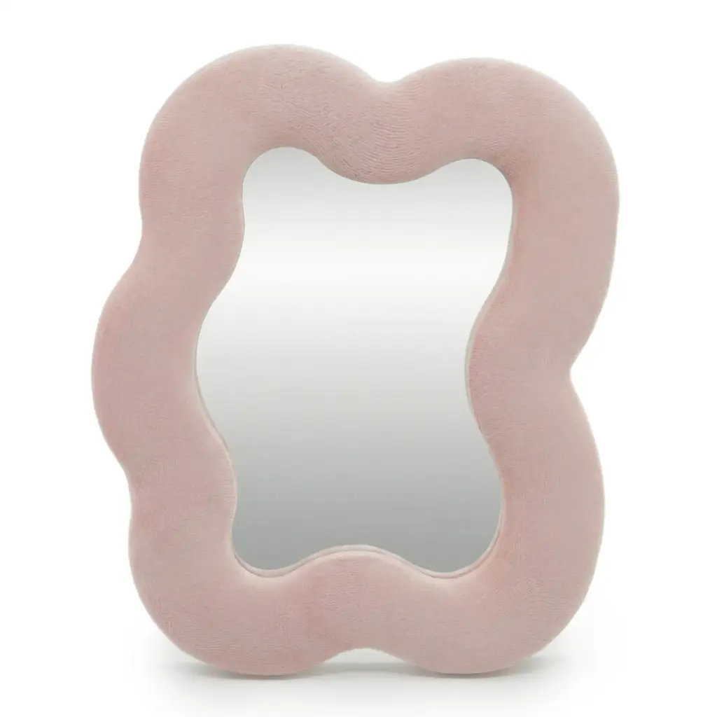 Soft Squiggly Mirror – Square Pebble – Rose Blush (22.5x27x2.3cm) | www.artisangoods.co.uk