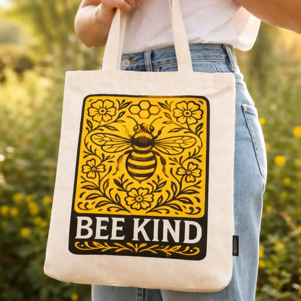Nomad Sari Iconic Toni Tote Bag – Bee Kind – Natural 10oz | www.artisangoods.co.uk 2
