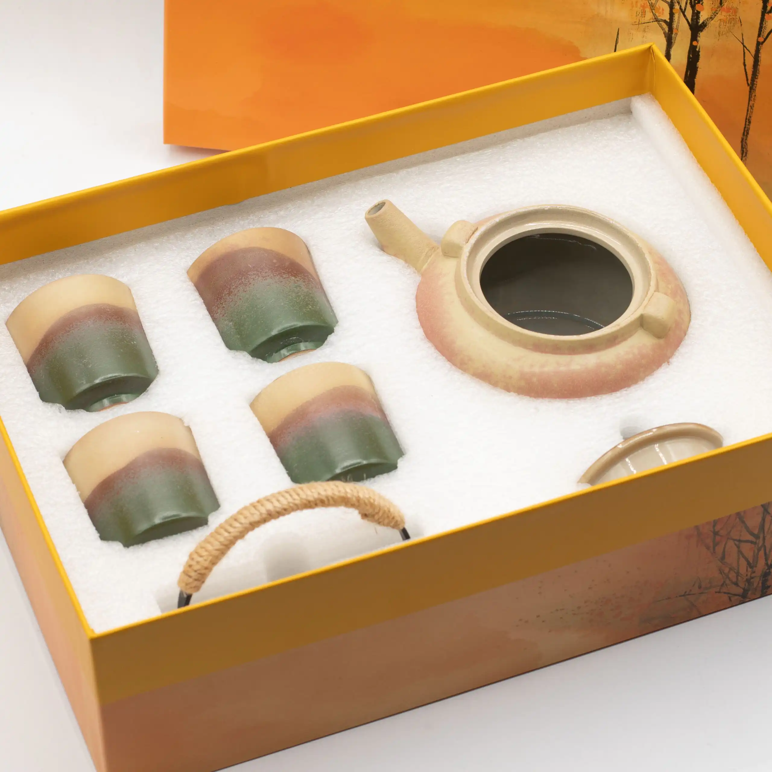 Japanese Kyusu Style Tea Set - For Green Tea - Four Cups - Image 6