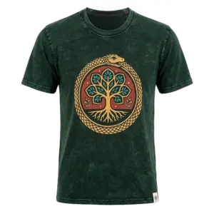 Nomad Sari Stonewashed Cotton T-Shirt – Tree of Life – Green – Large | www.artisangoods.co.uk 6