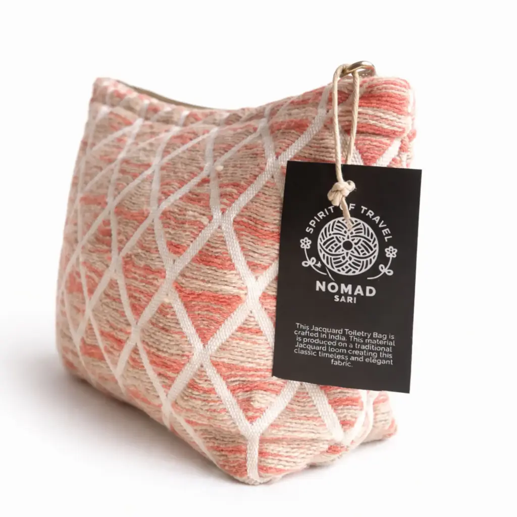 Nomad Sari Indian Jacquard Toiletry Bag – Rose Lattice | www.artisangoods.co.uk 2 Nomad Sari Indian Jacquard Toiletry Bag – Rose Lattice | www.artisangoods.co.uk 2