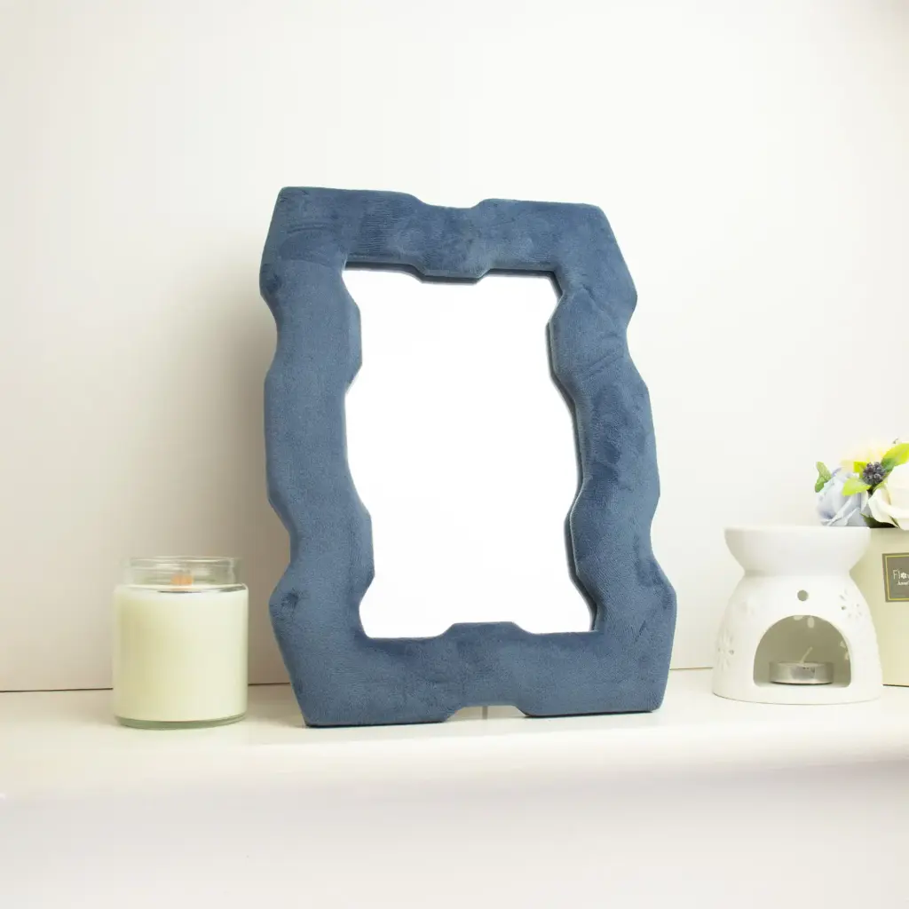 Soft Squiggly Mirror – Chunky Frame – Royal Blue (30.5×22.5×2.3cm) | www.artisangoods.co.uk