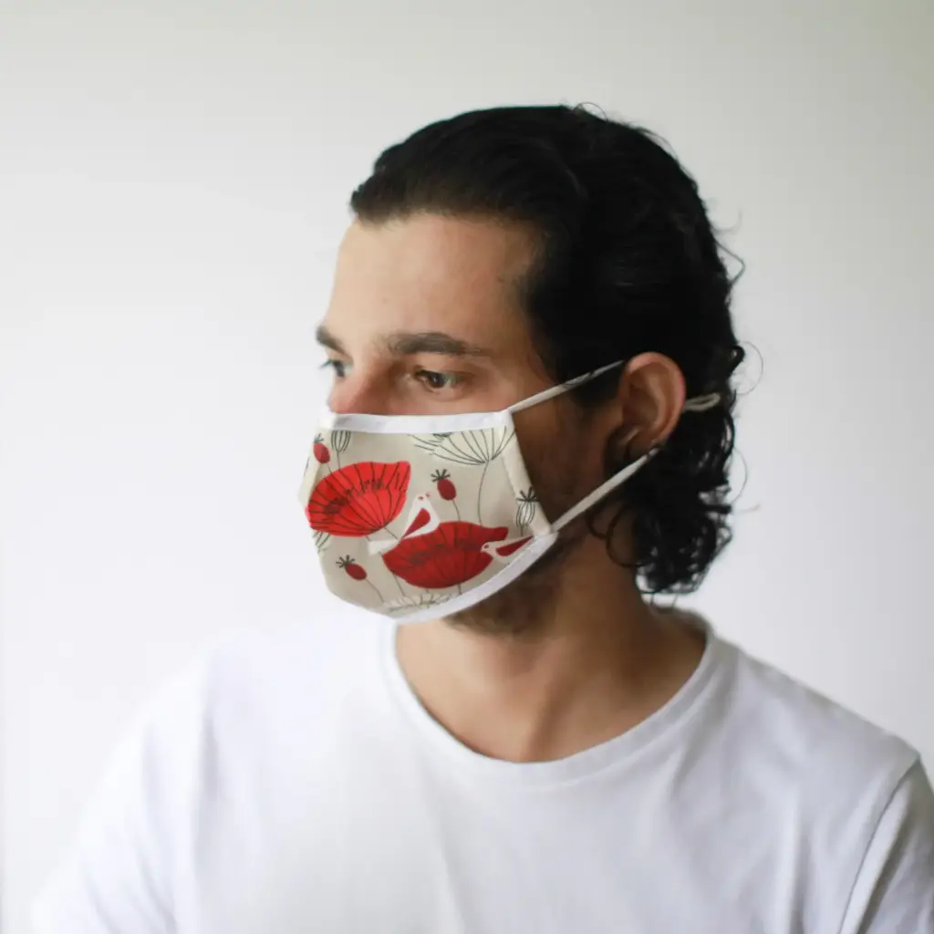 Reusable Fashion Face Mask – Oriental Poppies (Adult) | www.artisangoods.co.uk