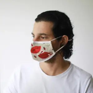 Reusable Fashion Face Mask – Oriental Poppies (Adult) | www.artisangoods.co.uk