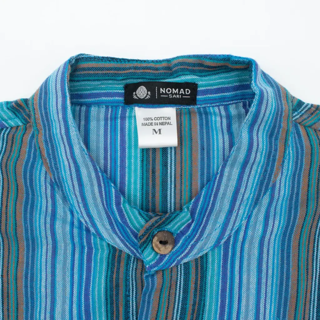 Nomad Sari Grandad Shirt – Turquoise – Large | www.artisangoods.co.uk 7