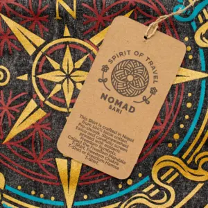 Nomad Sari Stonewashed Cotton T-Shirt – Compass of Life – Charcoal – Large | www.artisangoods.co.uk 2