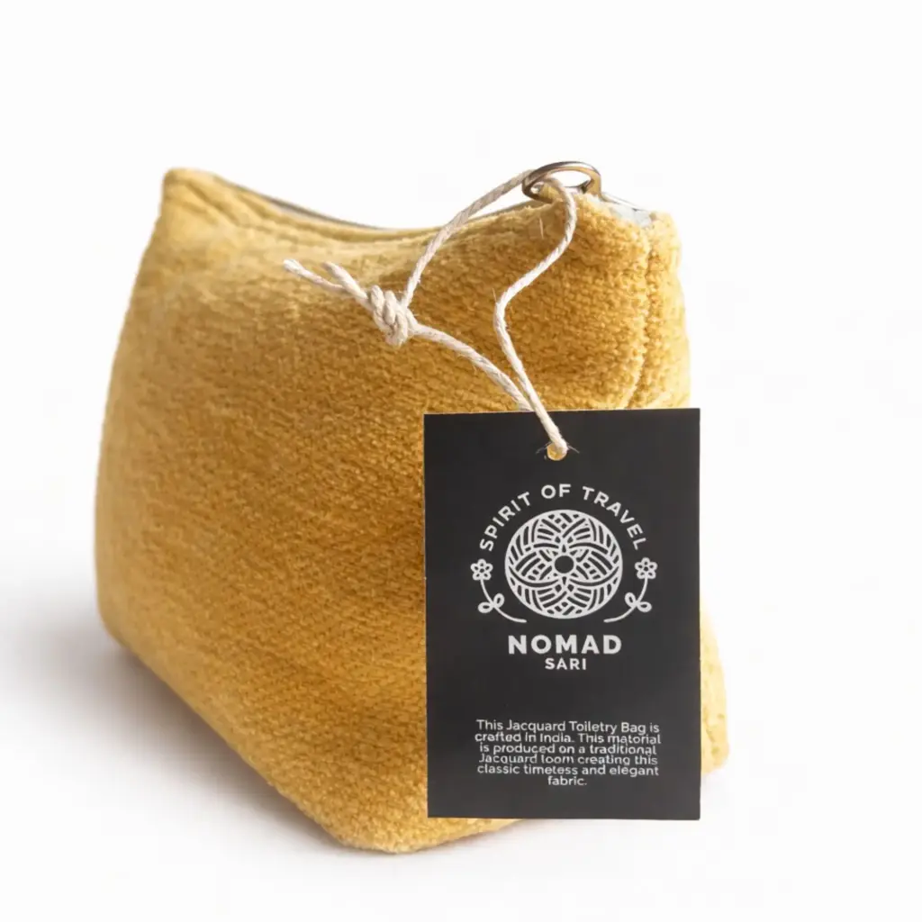 Nomad Sari Indian Jacquard Toiletry Bag – Marigold Loom | www.artisangoods.co.uk 8