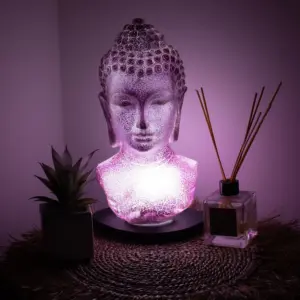 Buddha Bust Lamp Lavender Crackle – Oval Stand | www.artisangoods.co.uk 2