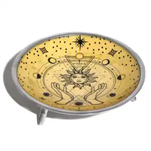 Triple Leg Enamelled Offering Plate - Hands & Sun