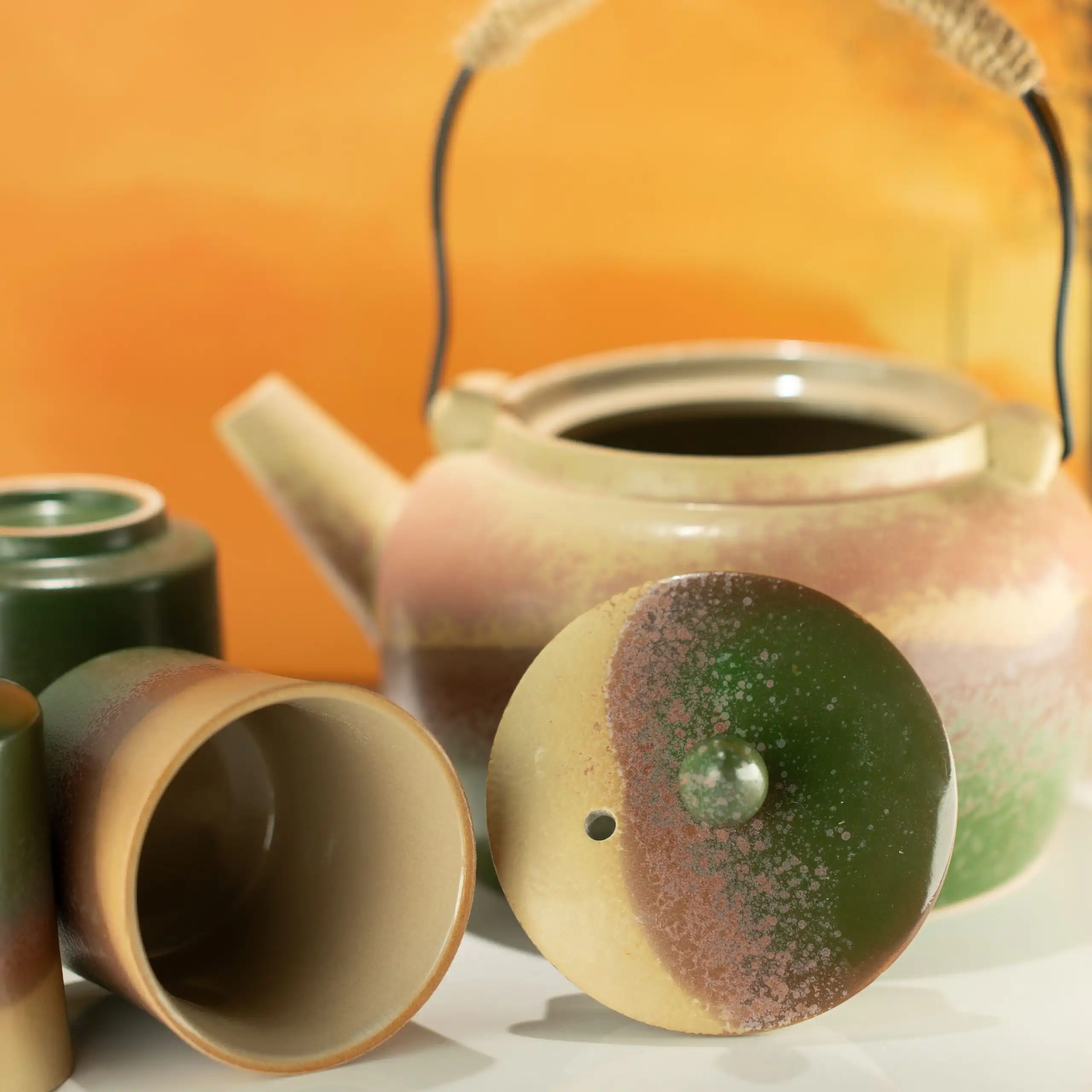 Japanese Kyusu Style Tea Set - For Green Tea - Four Cups - Image 4