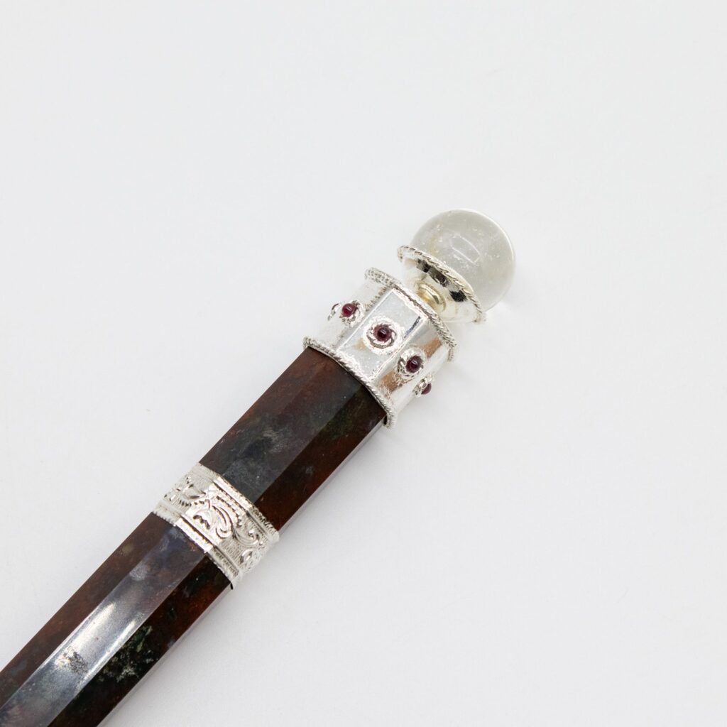 Bloodroot Soverign Wand -Extra Long Fancy Jasper Magic- Crystal Ball top – 26cm | www.artisangoods.co.uk 7