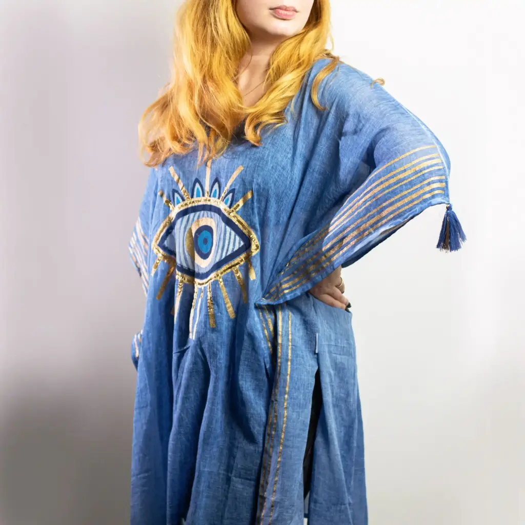 Nomad Sari Kaftan – Rich Blue & Gold Evil Eye Print | www.artisangoods.co.uk 3 Nomad Sari Kaftan – Rich Blue & Gold Evil Eye Print | www.artisangoods.co.uk 3