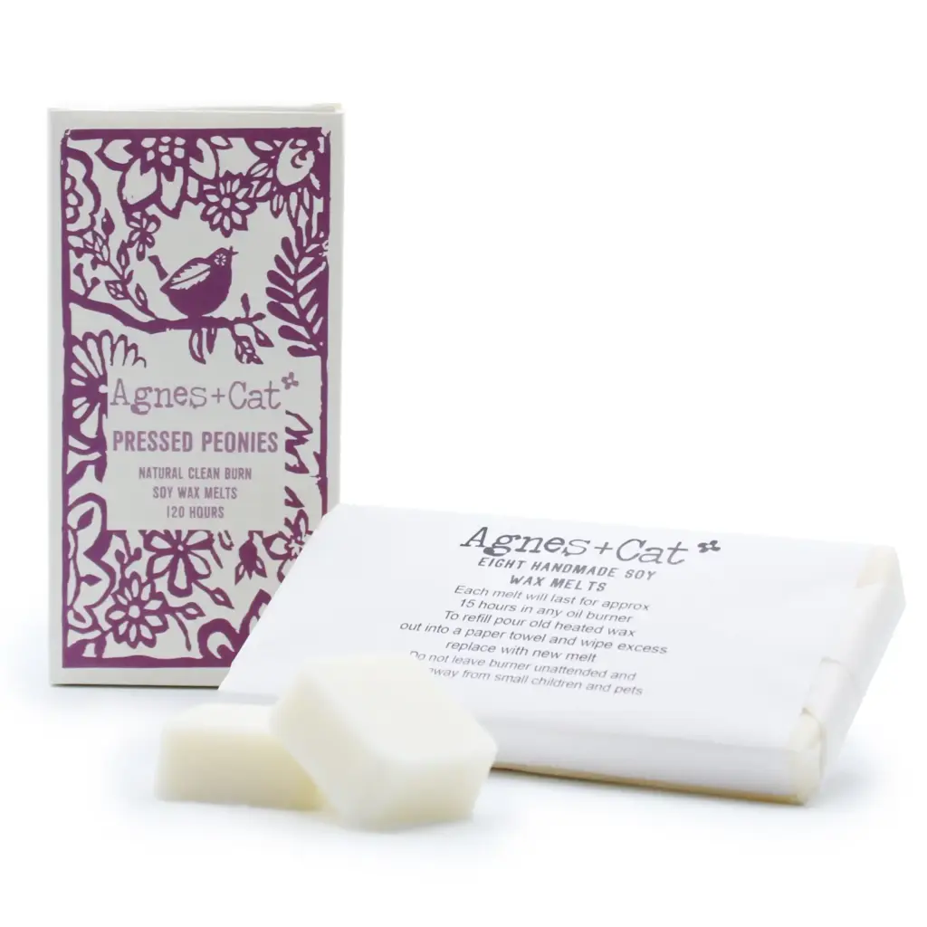 Agnes + Cat Box of 8 Wax Melts – Pressed Peonies | www.artisangoods.co.uk