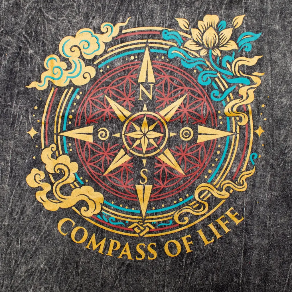 Nomad Sari Stonewashed Cotton T-Shirt – Compass of Life – Charcoal – Large | www.artisangoods.co.uk 5 Nomad Sari Stonewashed Cotton T-Shirt – Compass of Life – Charcoal – Large | www.artisangoods.co.uk 5