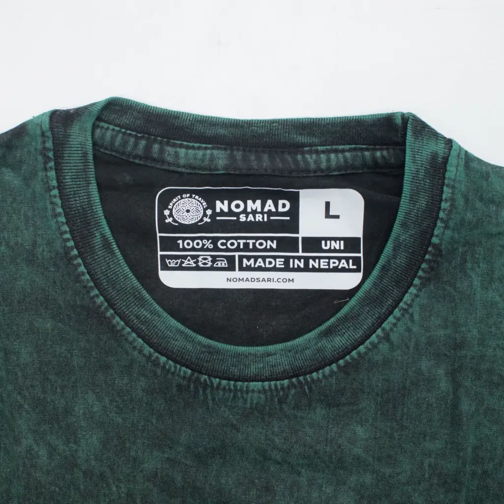 Nomad Sari Stonewashed Cotton T-Shirt – Tree of Life – Green – Large | www.artisangoods.co.uk 2