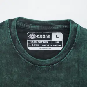 Nomad Sari Stonewashed Cotton T-Shirt – Tree of Life – Green – Large | www.artisangoods.co.uk 2