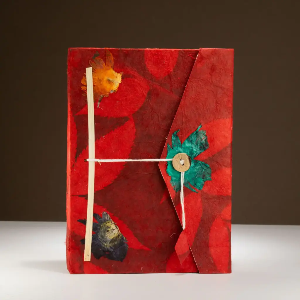 Lokta Bold Floral Notebook – Large (21x15cm) – 45 Leaves – Includes Bookmark – Ruby | www.artisangoods.co.uk 4