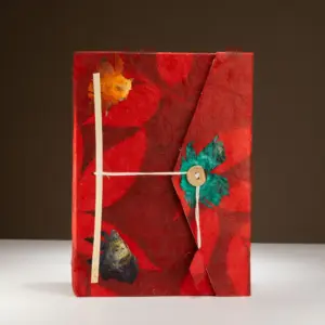 Lokta Bold Floral Notebook – Large (21x15cm) – 45 Leaves – Includes Bookmark – Ruby | www.artisangoods.co.uk 4