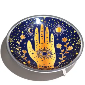 Triple Leg Enamelled Offering Plate – Hamsa Midnight Blue | www.artisangoods.co.uk 4