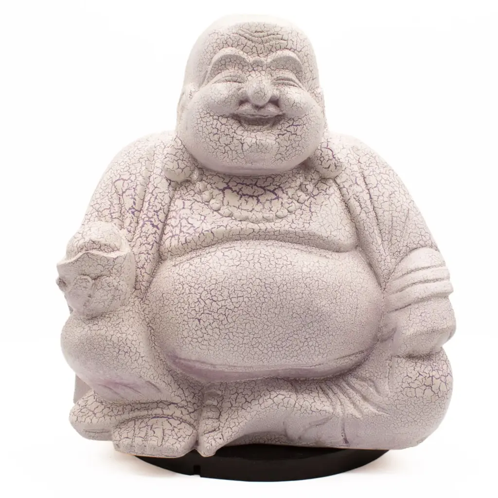Laughing Buddha Lamp Lavender Crackle – Round Stand | www.artisangoods.co.uk 2 Laughing Buddha Lamp Lavender Crackle – Round Stand | www.artisangoods.co.uk 2