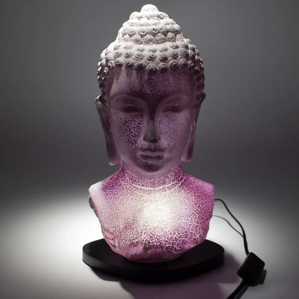Buddha Bust Lamp Lavender Crackle – Oval Stand | www.artisangoods.co.uk 3