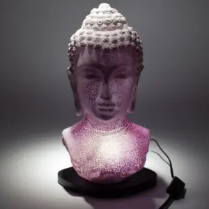 Buddha Bust Lamp Lavender Crackle – Oval Stand | www.artisangoods.co.uk 3