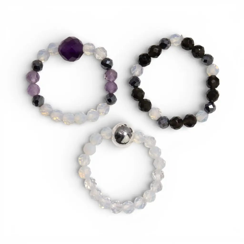Nymph Spirit Gemstone Ring Set – Full Moon | www.artisangoods.co.uk