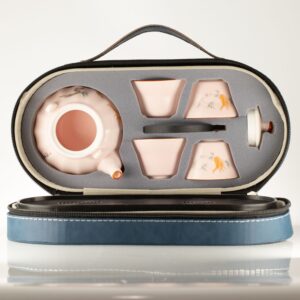 Travel Teapot Set & Four Cups – Pink Vintage Pumpkin Style | www.artisangoods.co.uk 5