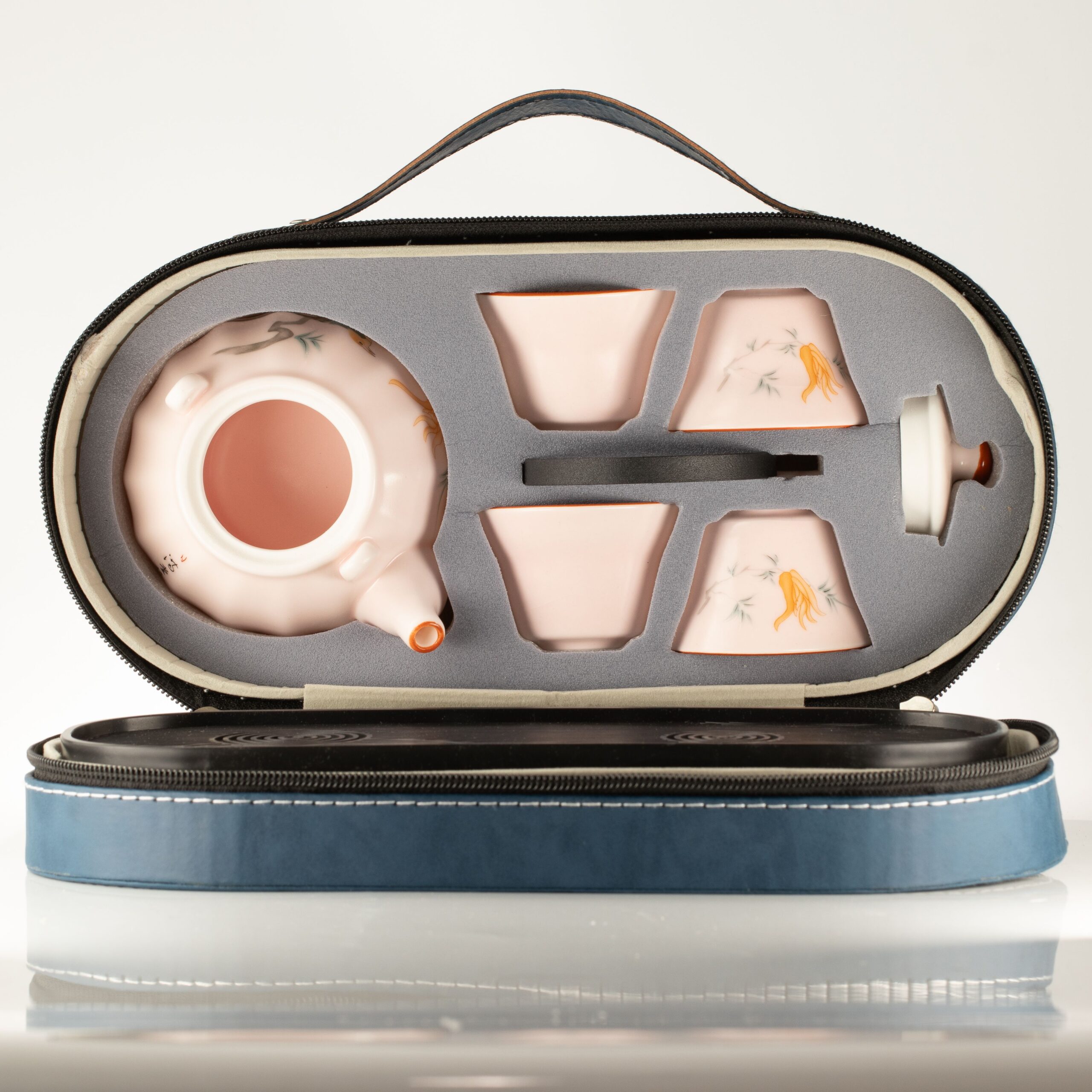 Travel Teapot Set & Four Cups – Pink Vintage Pumpkin Style | www.artisangoods.co.uk 5