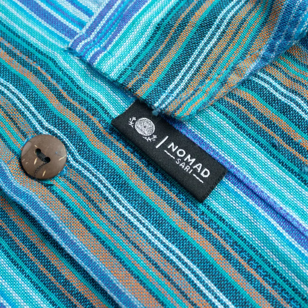 Nomad Sari Grandad Shirt – Turquoise – Large | www.artisangoods.co.uk 8