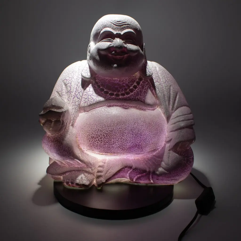Laughing Buddha Lamp Lavender Crackle – Round Stand | www.artisangoods.co.uk 4 Laughing Buddha Lamp Lavender Crackle – Round Stand | www.artisangoods.co.uk 4