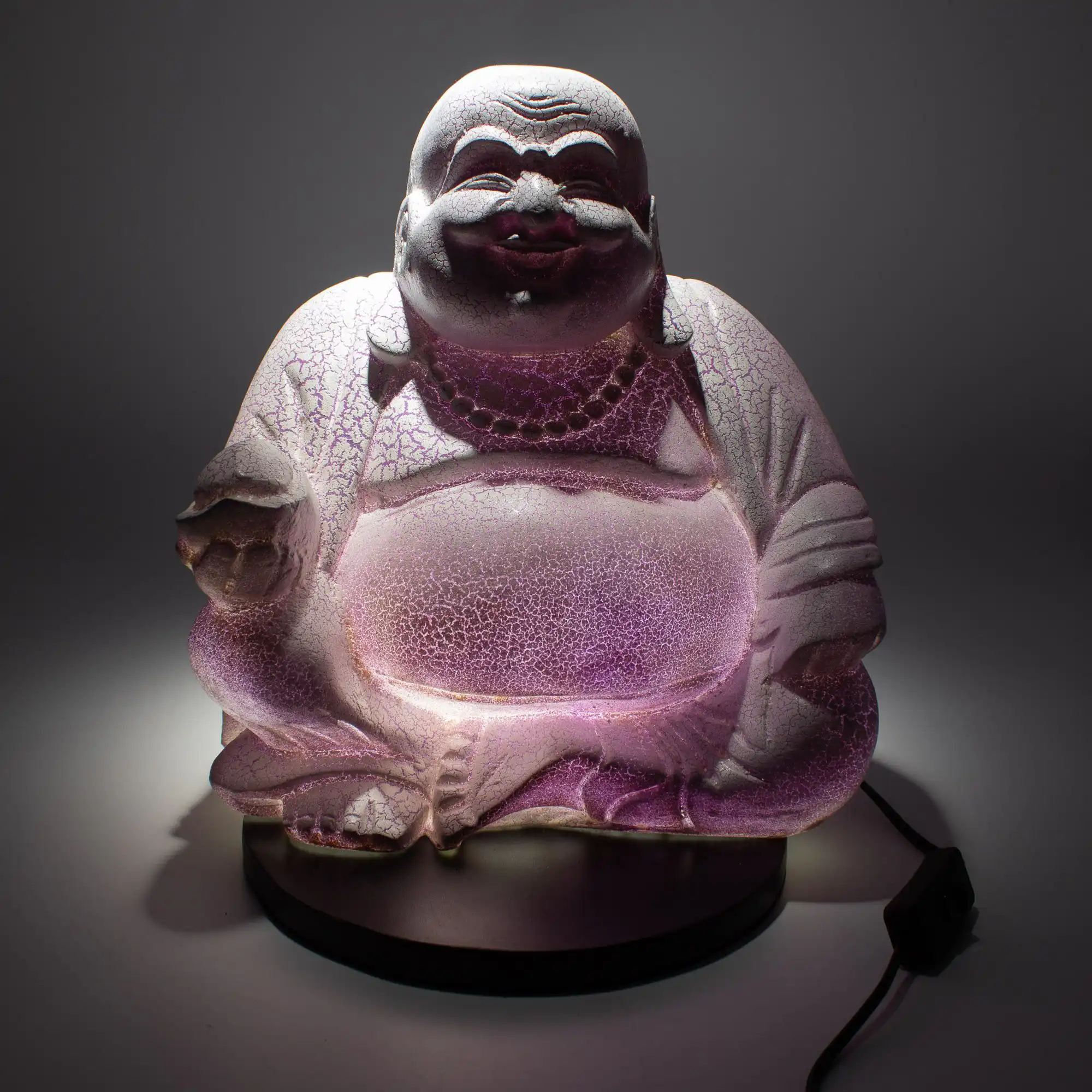 Laughing Buddha Lamp Lavender Crackle – Round Stand | www.artisangoods.co.uk 5 Laughing Buddha Lamp Lavender Crackle – Round Stand | www.artisangoods.co.uk 4