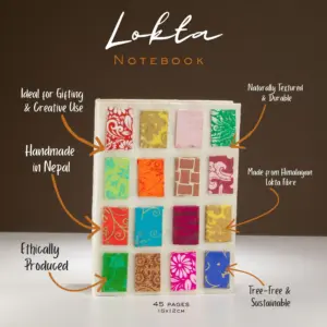 Lokta Mini Tiles Notebook – Medium (15x12cm) – 45 Leaves – Natural | www.artisangoods.co.uk 2