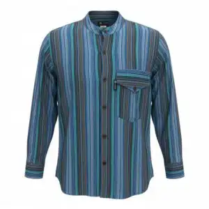 Nomad Sari Grandad Shirt – Turquoise – XL | www.artisangoods.co.uk 1