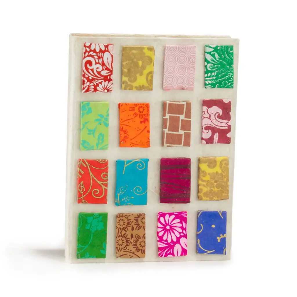 Lokta Mini Tiles Notebook – Medium (15x12cm) – 45 Leaves – Natural | www.artisangoods.co.uk